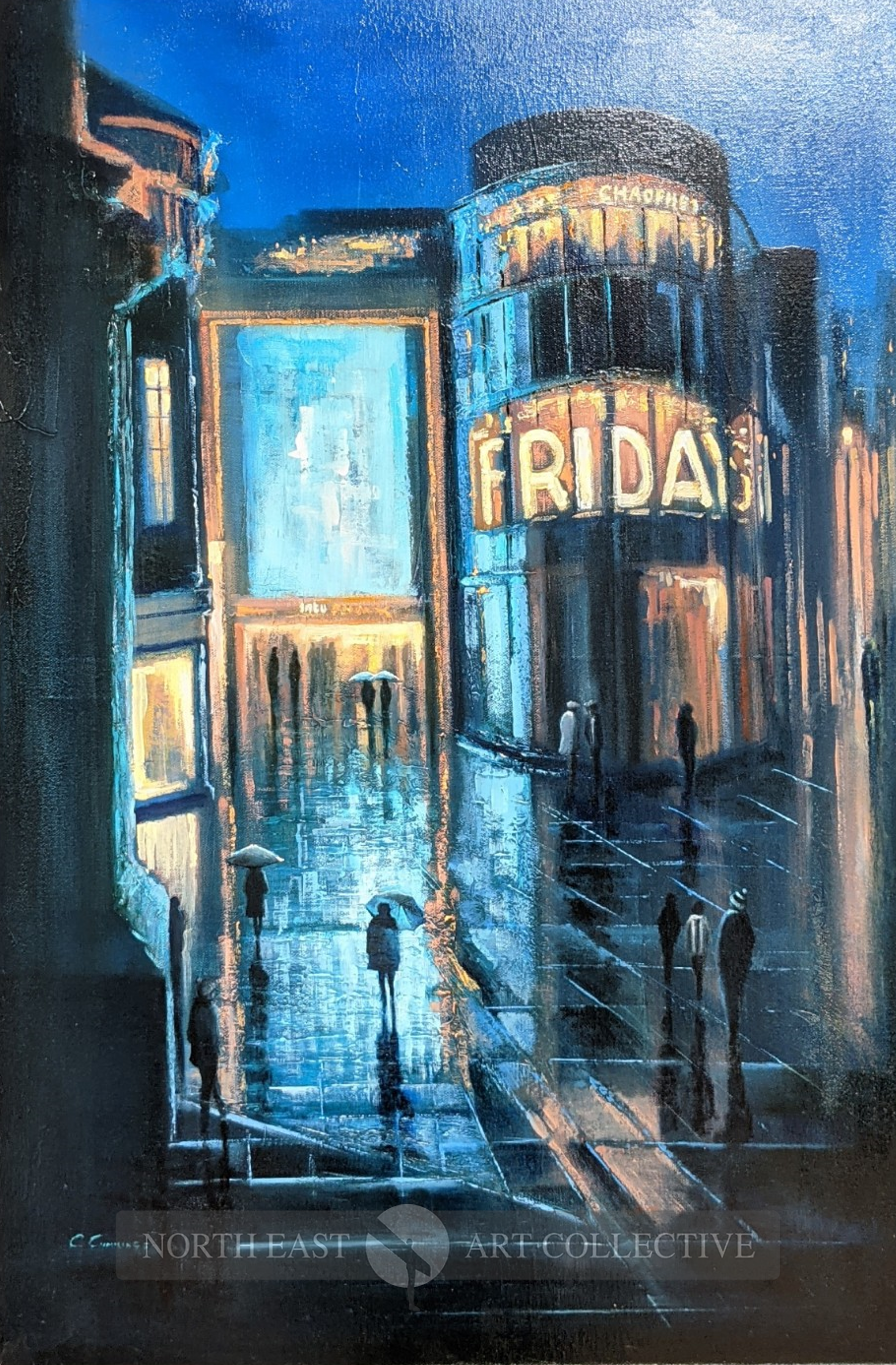 Blue Mondays Framed Original Oil on Board by Chris Cummings