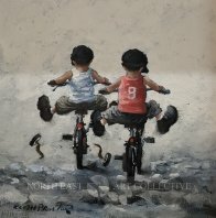 Young Guns Framed Oil on Canvas by Keith Proctor