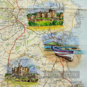 Alnwick to Warkworth Original Pen and Watercolour by Graham Caffull