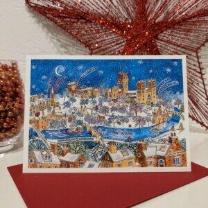 Durham in the Snow Christmas Card by Sarah Farooqi