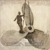 Propellor Framed Original Oil on Board by Sam Wood