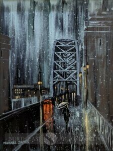 The Bridge in Green Framed Original Acrylic on Canvas by Michael James