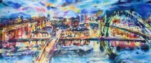 Newcastle Panorama XI Original Acrylic on Canvas by Rasa Zilinskaite