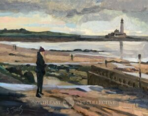Whitley Bay in Winter Framed Original Oil on Board by Stuart Jones