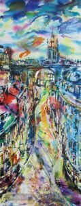 Dean Street From The Tyne Bridge Original Acrylic by Rasa Zilinskaite