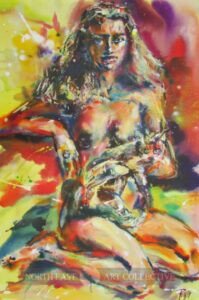 Star and Luna Original Acrylic on Canvas by Rasa Zilinskaite