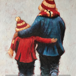 You and Me Red and White Mounted Giclee print by Chris Cummings